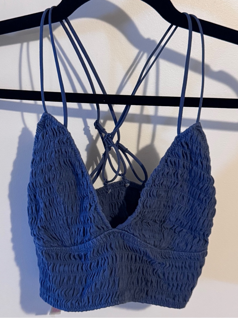 PINK Victoria's Secret Smocked V-Neck Bralette - Navy Blue